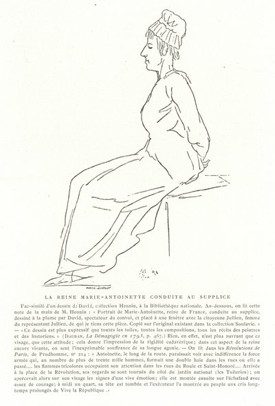1793年10月16日、処刑の途中のマリーアントワネット 作： Jacques Louis David