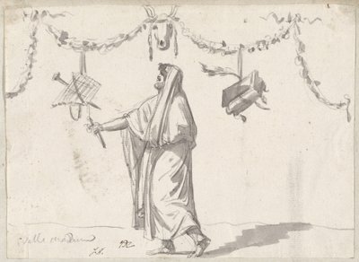 古代のドレスを着たひげを生やした男の飾り 作： Jacques Louis David
