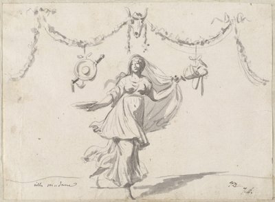 古代のドレスを着た女性の飾り 作： Jacques Louis David