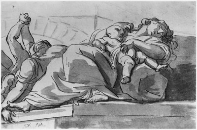 ペストエピソード（紙にペンとインディアンインクを洗う） 作： Jacques Louis David