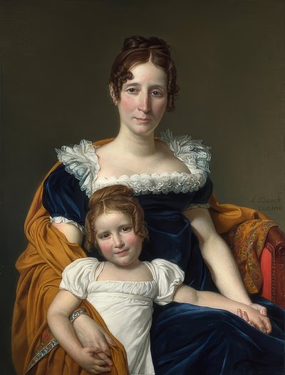 伯爵夫人ビラン11世と娘の肖像。 1816 作： Jacques Louis David