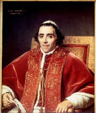 ダヴィッドによるピウス7世（1742-1823）の肖像。1805.ヴェルサイユ宮殿美術館 作： Jacques Louis David