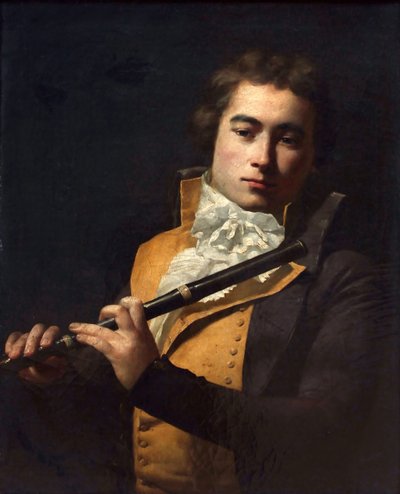 作曲家でフルート奏者のフランソワ・ドヴィエンヌの肖像、1759～1803年、1792年頃。 作： Jacques Louis David