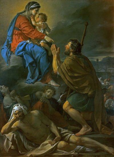 聖ロックはペストからの解放を聖母マリアに懇願する、1780年。 作： Jacques Louis David