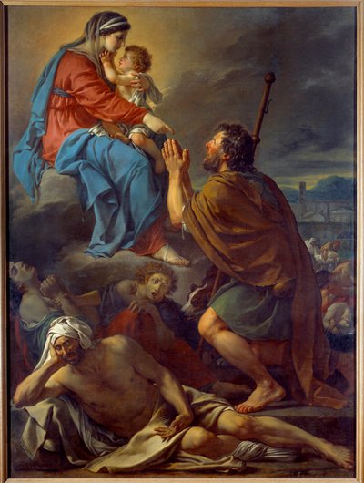 疫病の収束を聖母に祈る聖ロク。ジャック・ルイ・ダヴィッド（1748-1825）の作品 作： Jacques Louis David