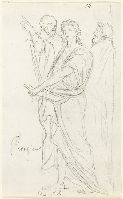 3 人の古典的な人物のスケッチ 作： Jacques Louis David