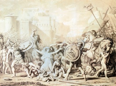 サビーネの女性のレイプに関する研究（ペン、インク、水彩、鉛筆画） 作： Jacques Louis David