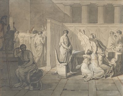 ブルータスに息子たちの遺体を運ぶリクターの習作、1787年。 作： Jacques Louis David