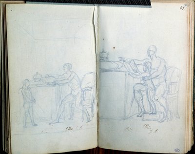 ルイ16世とイルカの肖像画のための習作。ジャック・ルイ・ダヴィッド（1748-1825）によるデッサン 作： Jacques Louis David