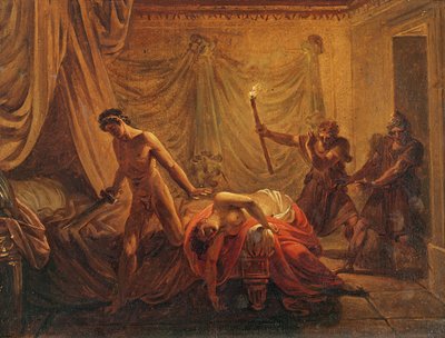 クレオニスの死（キャンバスに油彩、木の上にマウント） 作： Jacques Louis David