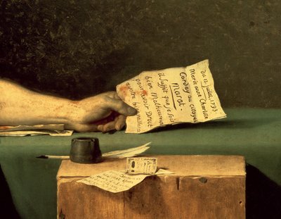 マラーの死（詳細）、1793 作： Jacques Louis David
