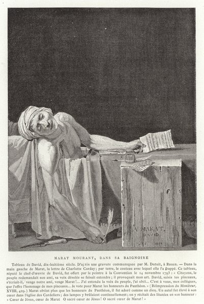 マラーの死、1793 作： Jacques Louis David