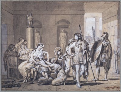 ヘクターの出発、1812年（紙にペンとインクと鉛筆） 作： Jacques Louis David