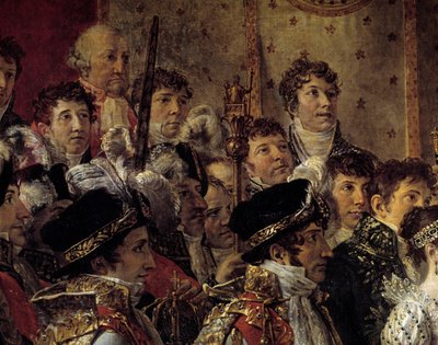 ナポレオンの儀礼。ナポレオン（ジョセフ・ボナパルト）の兄弟を描いたディテール 作： Jacques Louis David