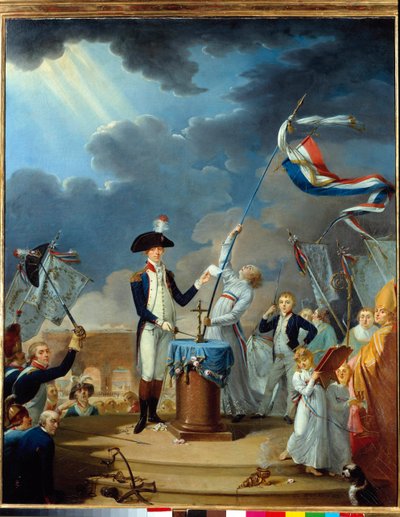 7月14日の連盟の祝宴でのラ・ファイエット（ラファイエット）の宣誓書 作： Jacques Louis David