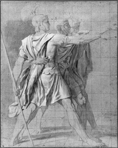 3人のホラティウス兄弟、「ホラティウスの誓い」のために勉強、1785年 作： Jacques Louis David