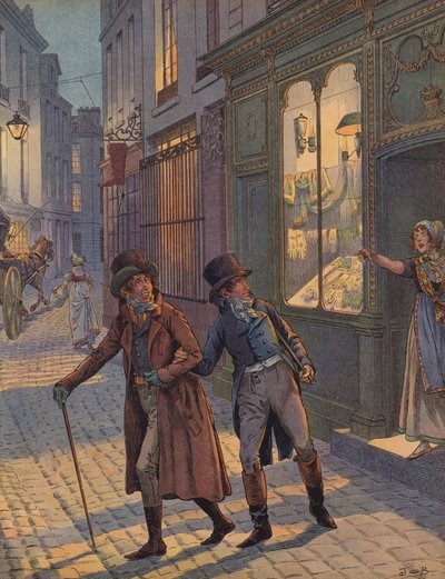パリのストリートシーン 作： Jacques Marie Gaston Onfray de Breville (Job)