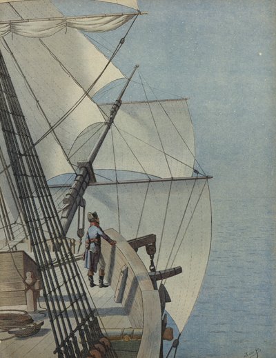 船の甲板上のナポレオンボナパルト 作： Jacques Marie Gaston Onfray de Breville (Job)