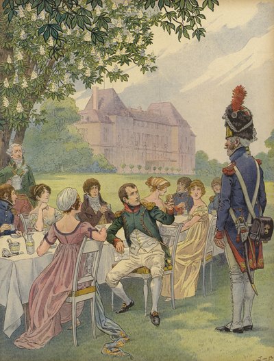 マルメゾン城の庭園でのガーデンパーティーでのナポレオンボンパルテとジョセフィン 作： Jacques Marie Gaston Onfray de Breville (Job)