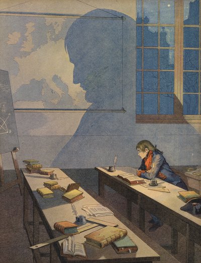 勉強している若いナポレオンボナパルト 作： Jacques Marie Gaston Onfray de Breville (Job)