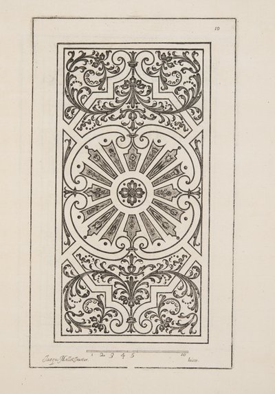 パルテールのデザイン（「庭園計画劇場」1652年刊より）（彫刻 作： Jacques Mollet