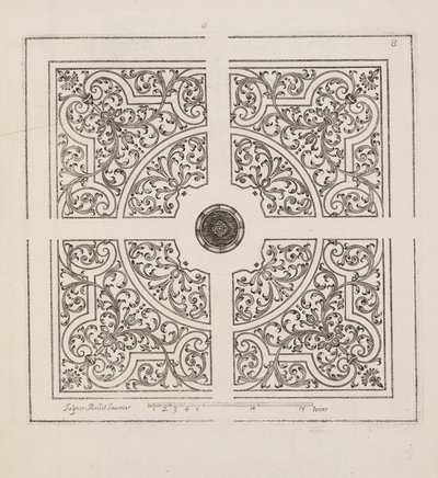 パルテールのデザイン（「庭園計画劇場」1652年刊より）（彫刻 作： Jacques Mollet