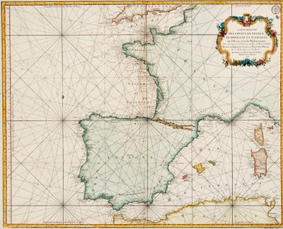 パリ子午線を主軸とする西ヨーロッパ図 作： Jacques Nicolas Bellin
