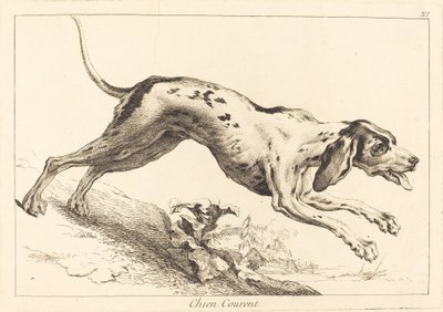 Chien courent (ランニングハウンド) 作： Jacques Philippe Le Bas and Jean Eric Rehn after Jean Baptiste Oudry