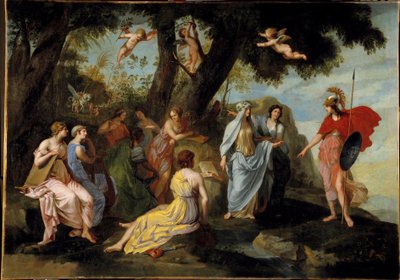 ミュゼのミネルヴ ジャック・ステラ（1596-1657）の絵画 1640年 日1,16×1,62メートル 作： Jacques Stella