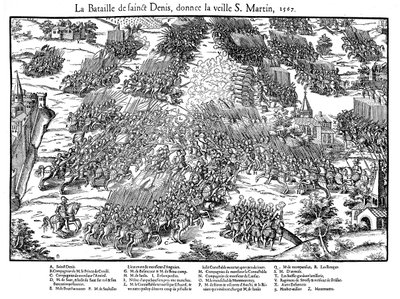 サン ドニの戦い、フランスの宗教戦争、1567 年 11 月 10 日 1570 年 作： Jacques Tortorel