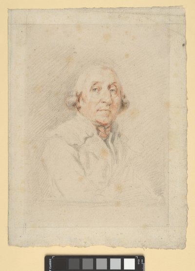 ジョゼフ・ペリュの肖像（クリーム色の紙に赤、黒、白のチョーク画） 作： Jacques Vigoureux Duplessis