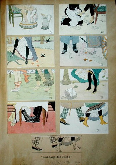 「足の言葉」を描いたはがき 作： Jacques Wely