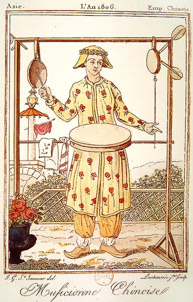 中国の音楽家、1806年（カラー彫刻） 作： Jacques after Grasset de Saint Sauveur