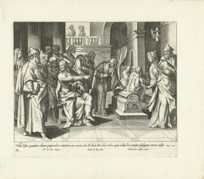 貧しいやもめの寛大さ Vita, passio et Resvrrectio Iesv Christi (シリーズタイトル) キリストの生涯、受難、復活（シリーズタイトル） 作： Jacques de Bie