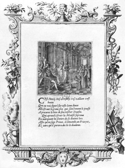 アンリ4世（1553-1610）フランス王とナバラがルイドフランスのドーフィンを教え、未来のルイ13世（1601-43）c.1605 作： Jacques de Fornazeris
