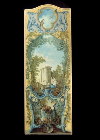 家具：ジャック・ド・ラジュー（1686-1761）のマルフレ紙に描かれた絵画屏風 18世紀 作： Jacques de Lajoüe