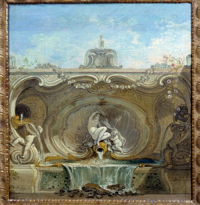 噴水の庭。ジャック・ド・ラジュー（1686-1761）の作品 作： Jacques de Lajoüe