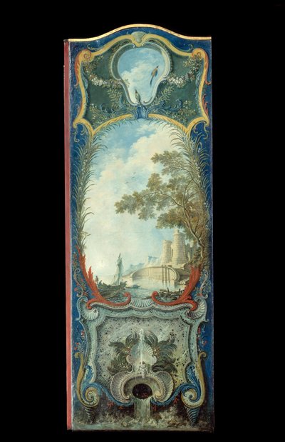 家具：ジャック・ド・ラジュー（1686-1761）のマルフレ紙に描かれた絵画屏風 18世紀 作： Jacques de Lajoüe