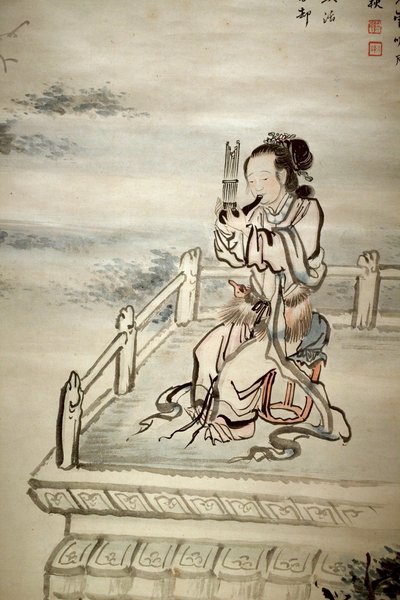 塗装済みフィギュア、ミュージシャン。 Yi Jaegwan (1783-1837) による紙にインク、19 世紀の芸術。 韓国国立中央博物館、ソウル (韓国)。 作： Jaegwan Yi
