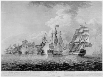 ジェームズフィトラー（1758-1835）のパブによって刻まれた、1797年のセントビンセント岬沖の海戦「サルバドールデルムンデ」をかき集めるためにHMSの勝利1798 作： Jahleel Brenton