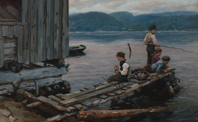 岸壁での釣り 作： Jahn Ekenaes