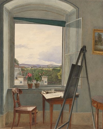 アルセルヴォルシュタットのアーティストスタジオからドルンバッハに向かって見た1836年 作： Jakob Alt