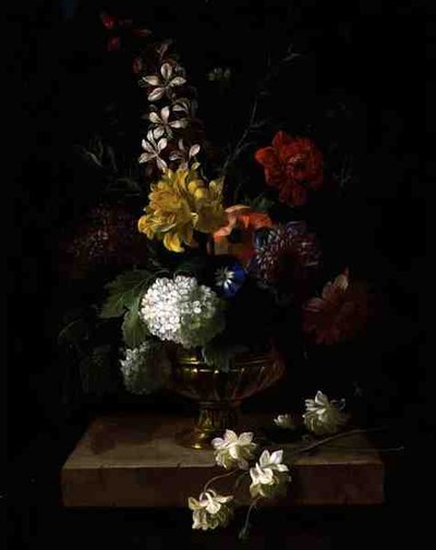 壷の中の花の静物」（油彩・パネル） 作： Jakob Bogdani or Bogdany