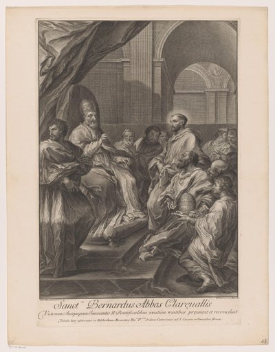 Heilige Bernardus van Clairvaux voor paus Innocent II Clareualis の聖ベルナルダス修道院長 (オブジェクトのタイトル) 作： Jakob Frey (I)