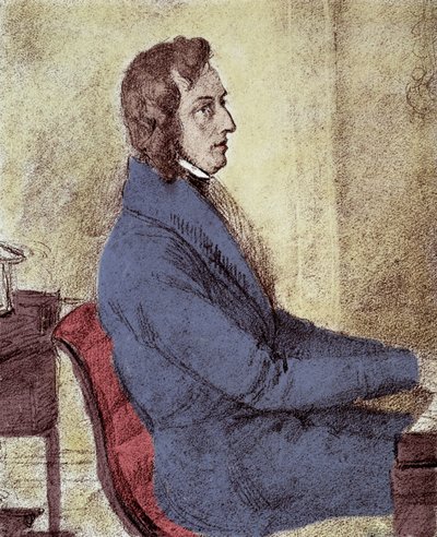 ポーランドの作曲家、フレデリック・ショパン（1810-1849）の肖像。- ゴッツェンベルガーの絵 作： Jakob Goetzenberger