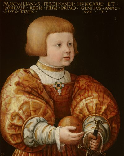 オーストリアのマクシミリアンの肖像（1527-1576）、3歳、1630 作： Jakob Seisenegger