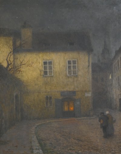 プラハの街角、c。 1900 作： Jakub Schikaneder