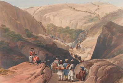 クージャ峠の最初の降下、1839年頃（リトグラフ、彩色済み 作： James (after) Atkinson