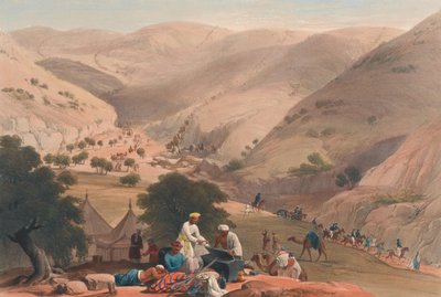 クージャ峠の第三の下り、1839年頃（リトグラフ、彩色済み 作： James (after) Atkinson