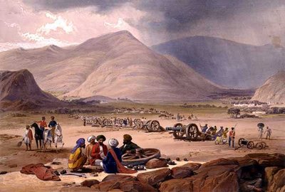 チャールズ・ハーゲ（1810-88）とルイス・ハーゲ（1806-85）が彫刻し、ヘンリー・グレーブスが出版した「アフガニスタンでのスケッチ」よりウルグンディー村 作： James (after) Atkinson